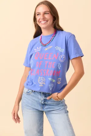 LayeredConstruction Weatherproof Queen Of The Classroom Blue Graphic Tee
