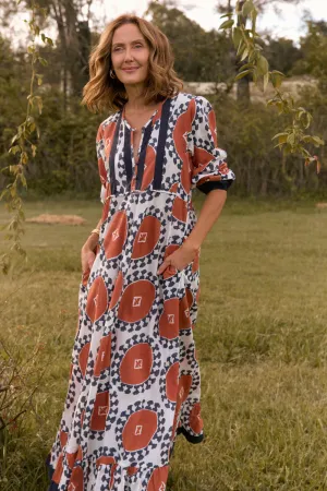 Beadwork Bonnie Umbrella Dress in Chestnut