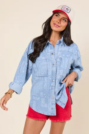 Born To Shine Bandana Chambray Shirt VersatileCuff Durable materials