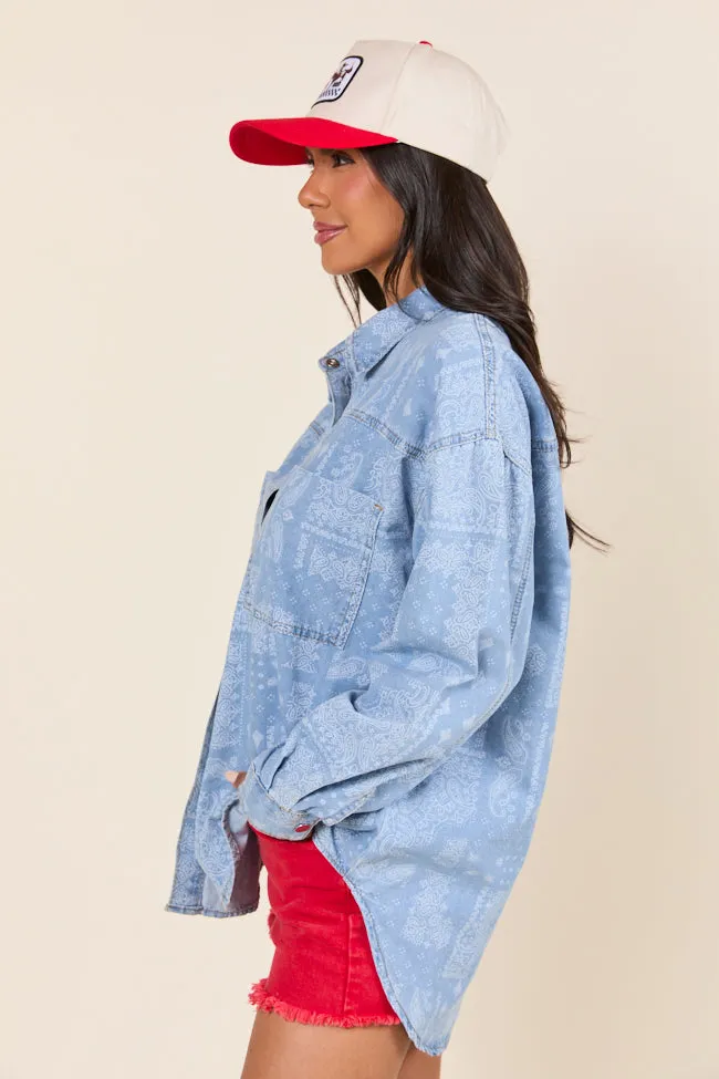 Bold Fashion Born To Shine Bandana Chambray Shirt