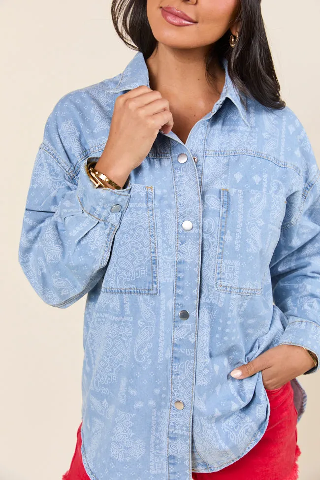 Timeless Blazer Road Look Born To Shine Bandana Chambray Shirt