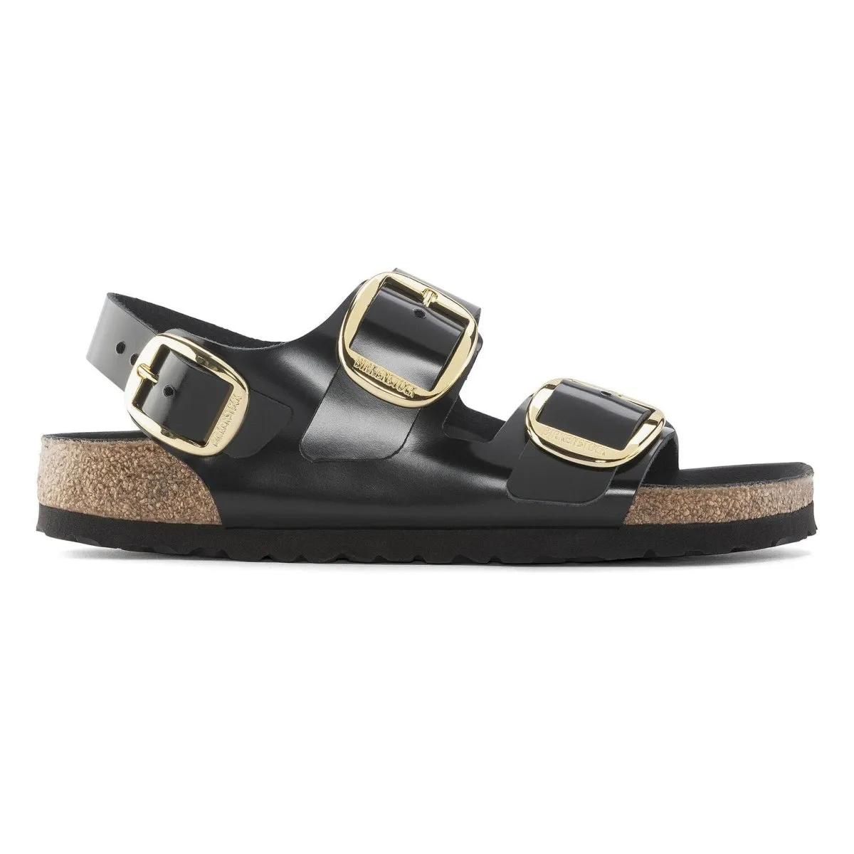 All Time Birkenstock Women's Milano Big Buckle High Shine Black Leather