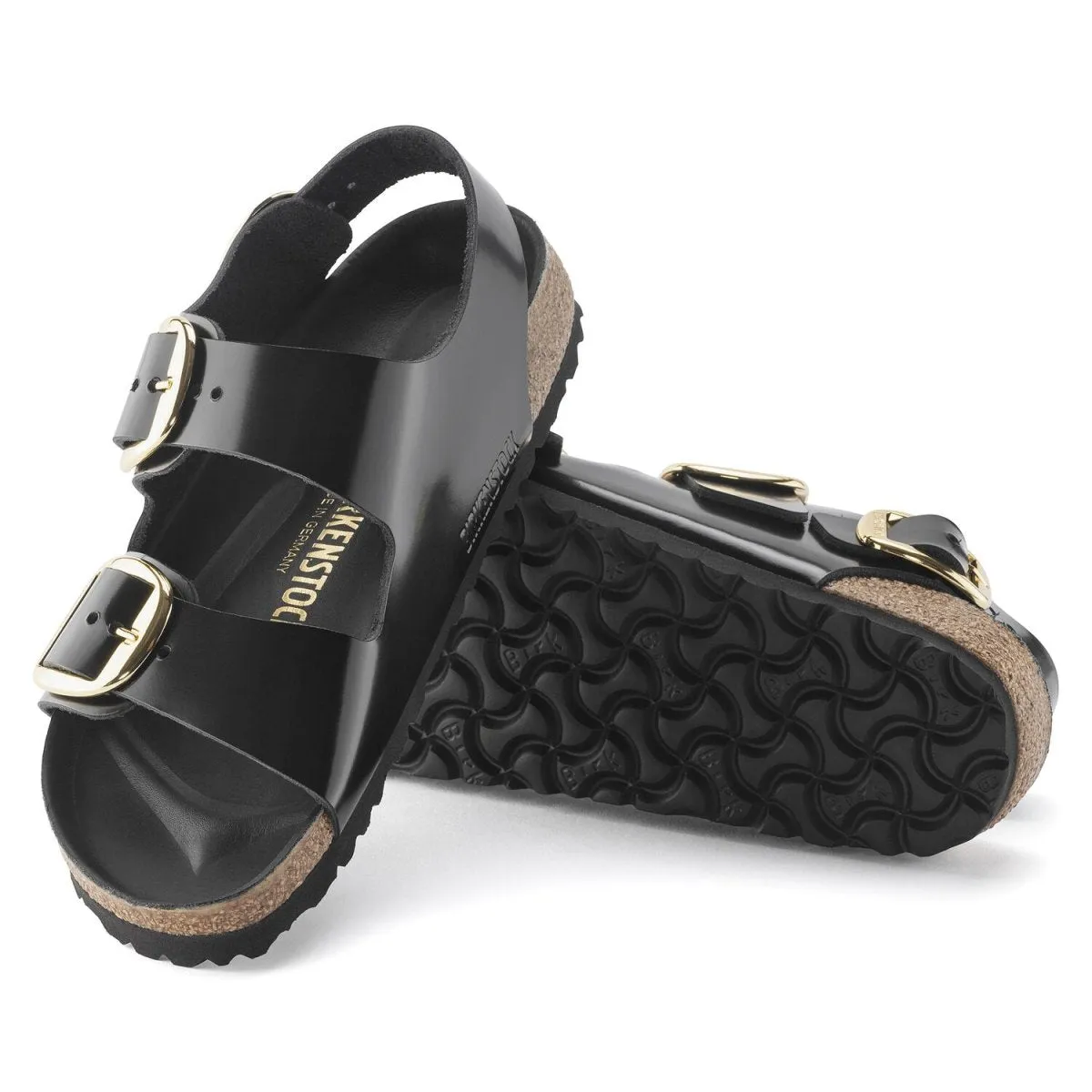 All-Purpose Footwear Pure Style Birkenstock Women's Milano Big Buckle High Shine Black Leather