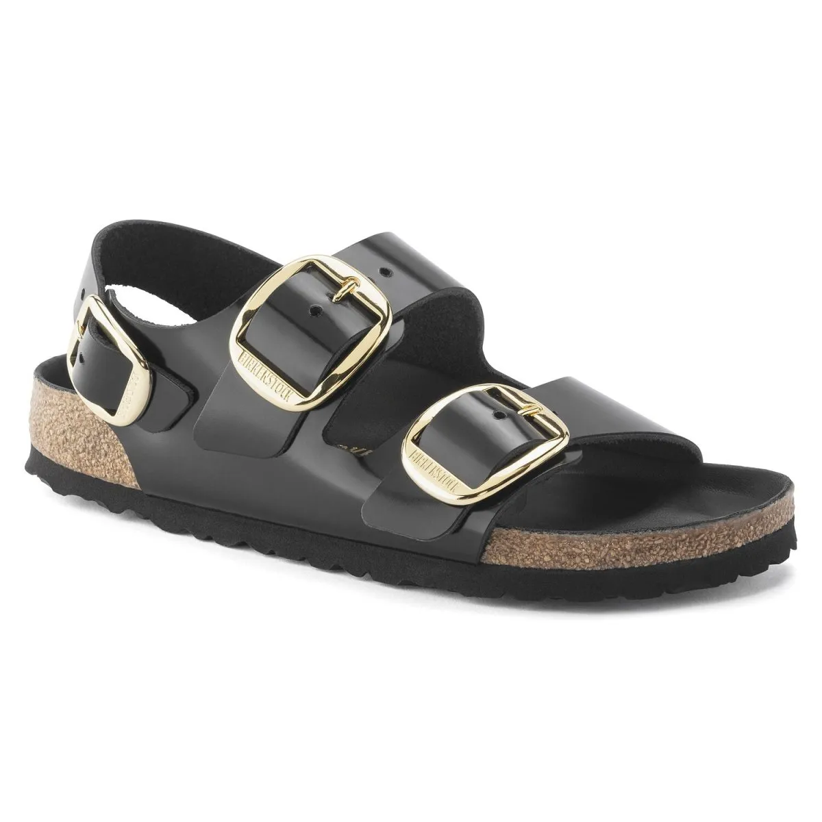 Birkenstock Women's Milano Big Buckle High Shine Black Leather Modern Tread