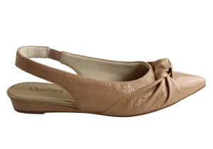 Usaflex Willow Womens Comfortable Low Heel Leather Shoes Made In Brazil Cold Proof Low Impact