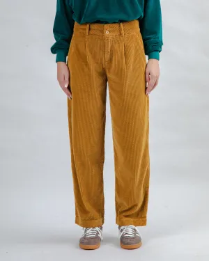 Corduroy Pleated Pants Camel Sporty Touch Flexible shape