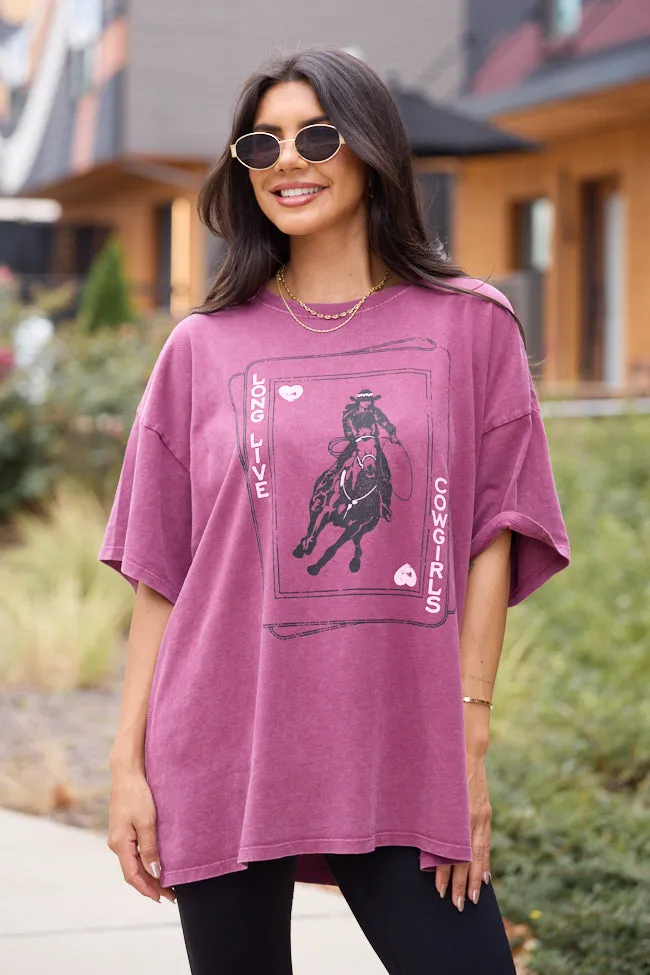 HiddenZipperClosure ComfortStretch Western Playing Card Dark Cherry Oversized Graphic Tee