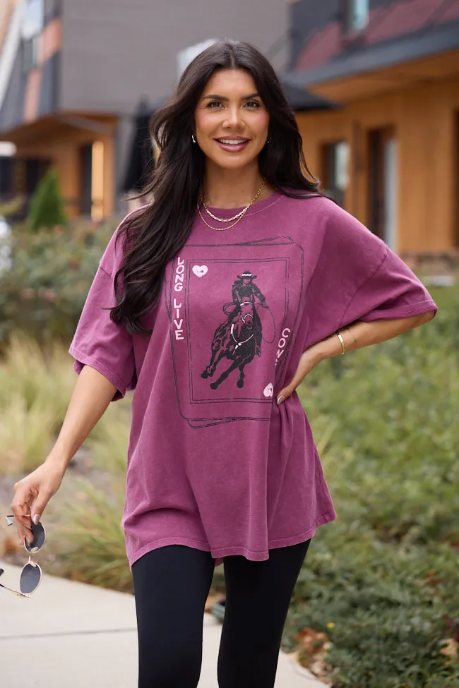 SnagResistant Weave Western Playing Card Dark Cherry Oversized Graphic Tee