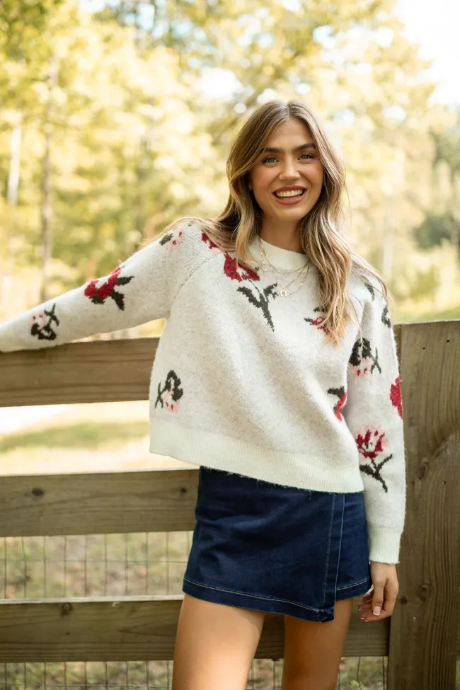 Ellery Rose Shoulder Motif Sweater Cozy Design