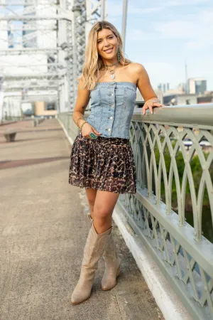 The Bear Medium Wash Denim Top Just Classically Cassidy X Pink Lily Lightweight Material