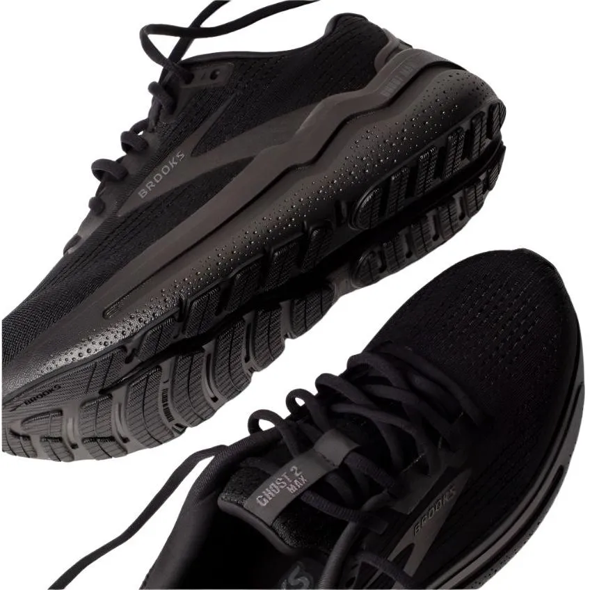 Brooks Mens Ghost Max 2 Trainer Black/Black/Ebony kids' comfort