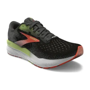 Brooks Mens Trainer Ghost 16 GTX Black/Mandarin Red/Green Comfortable Foot Arch Wet running stability