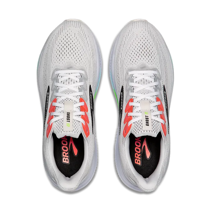 Brooks Mens Trainer Ghost 17 White/Pink Clay/Gecko extraordinary - running