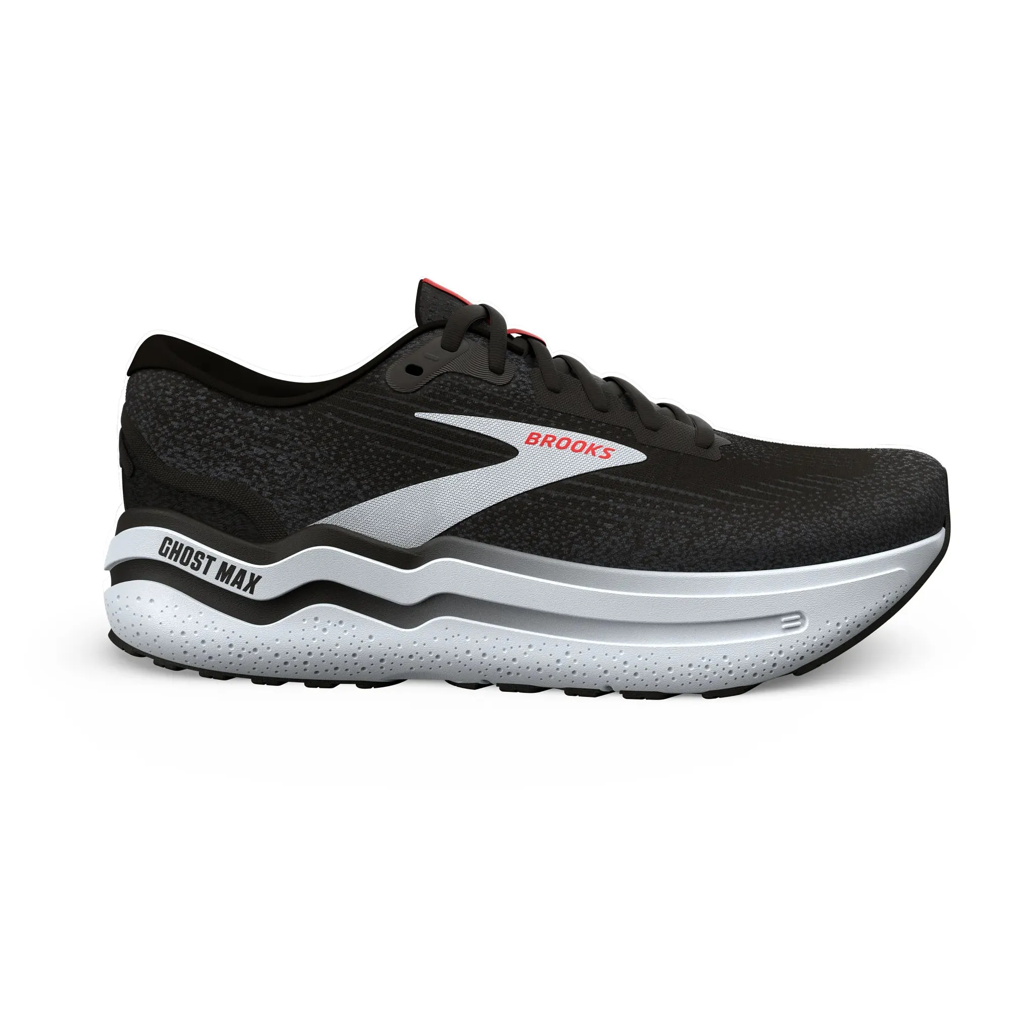 road - friendly Brooks Mens Trainer Ghost Max 2 Black/White/Firey Red
