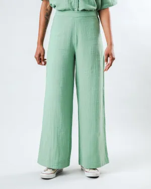 Bubble Wide Leg Light Green Flared bottom Wind Resistance