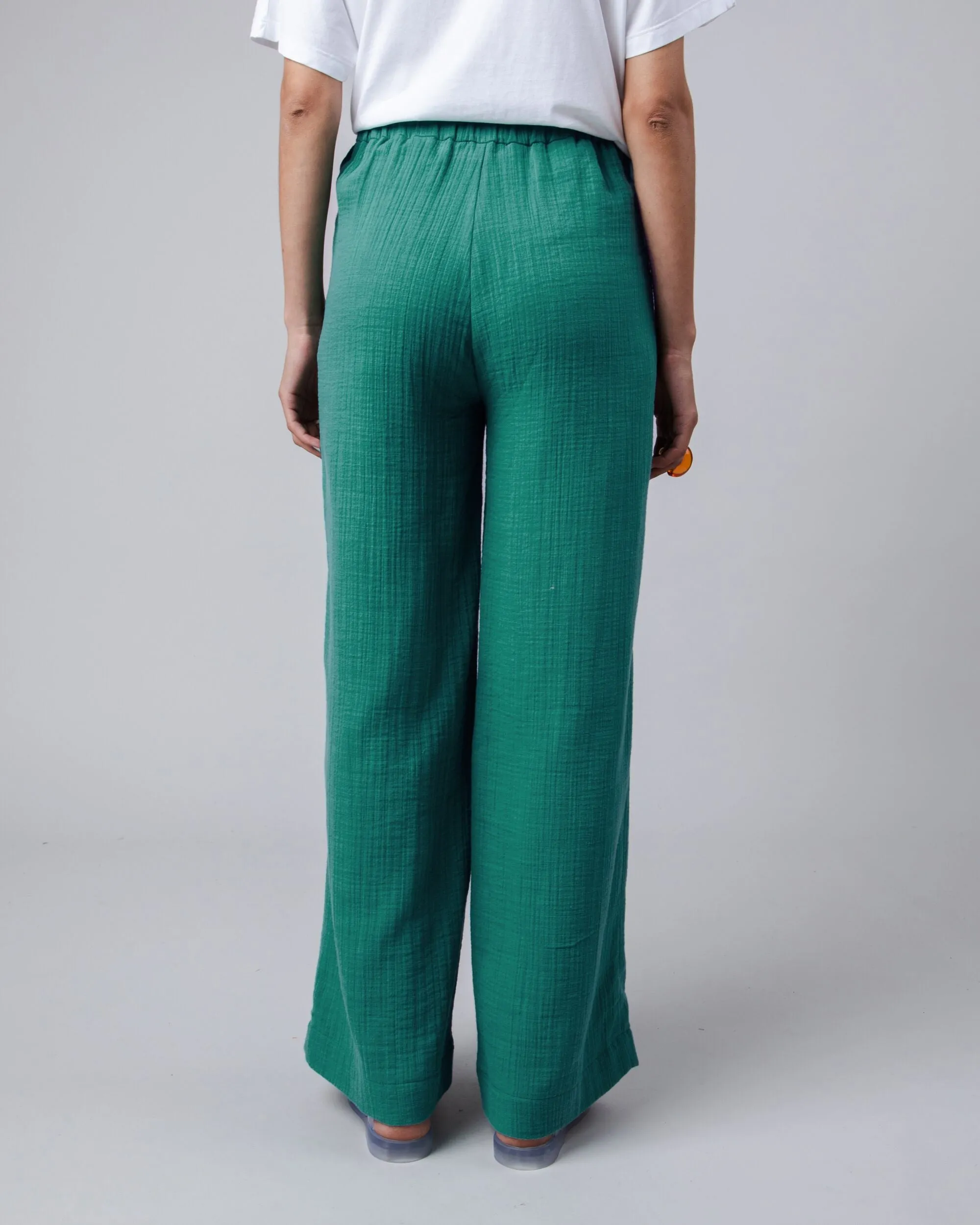 Bubble Wide Leg Pants Green HighWaistSupport Non slip grip