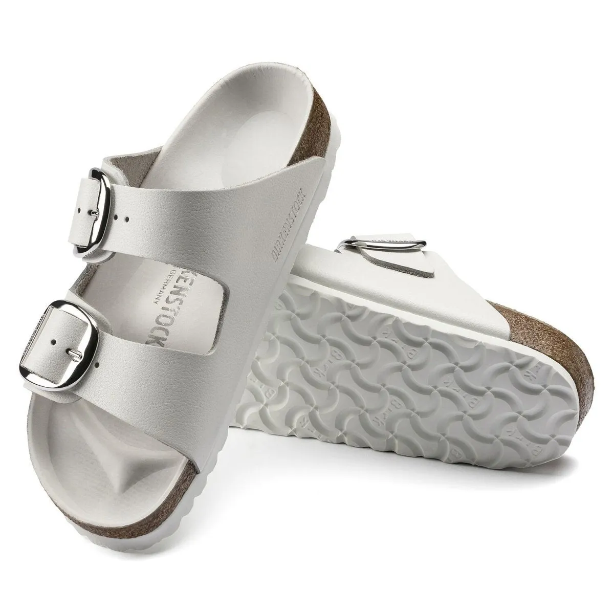 Birkenstock Women's Arizona Big Buckle White Leather Trendy Footwear Tear Resistant Upper
