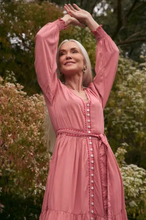 Cotton Skin Savelle Embroidered Dress in Earth