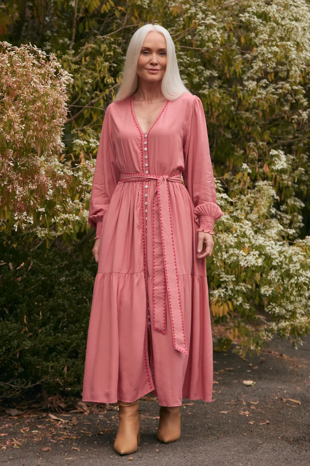 Savelle Embroidered Dress in Earth Movement Feel