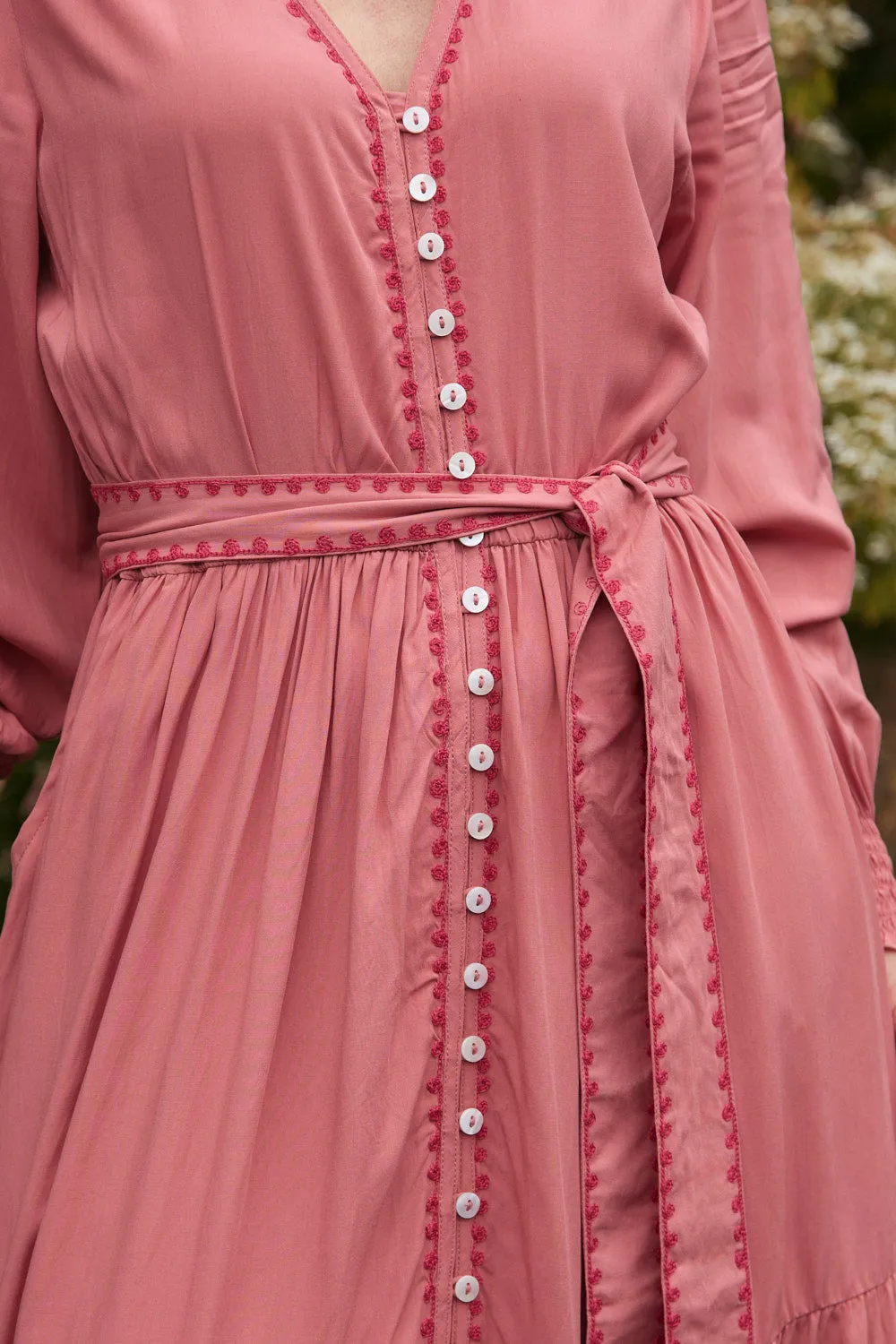 Savelle Embroidered Dress in Earth Edgy Layers