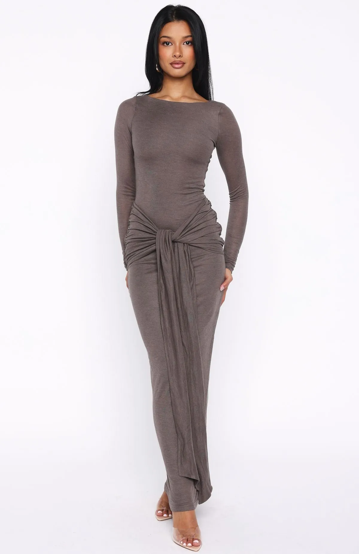 Vibrant color dress Let Go Of Your Heart Maxi Dress Smokey Chocolate