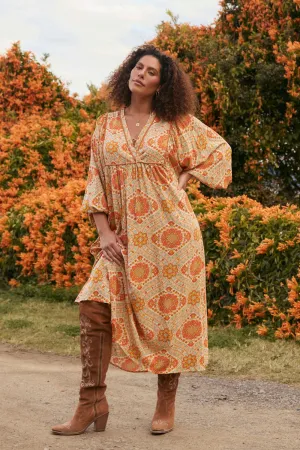 Cairo Billow Sleeve Dress in Aquarius Lounge Outfit