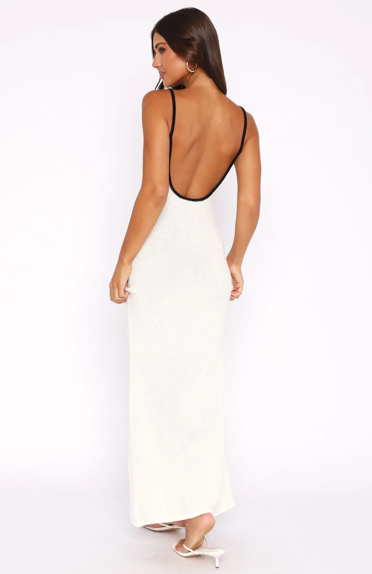 Rose Soft Silk Flow Came A Long Way Crochet Maxi Dress White