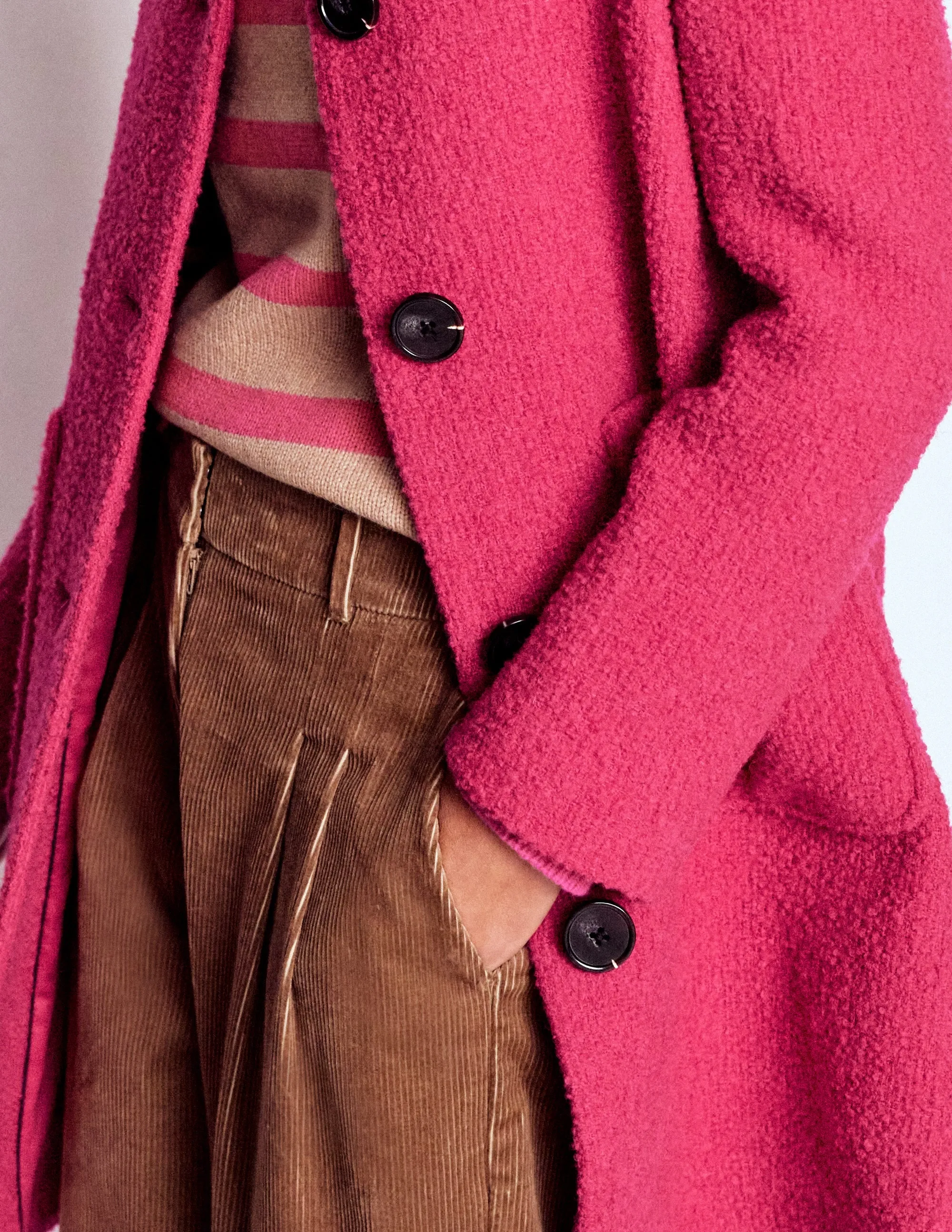 Durable Corrosion Resistant Zippers Carlisle Wool Coat-Vibrant Pink