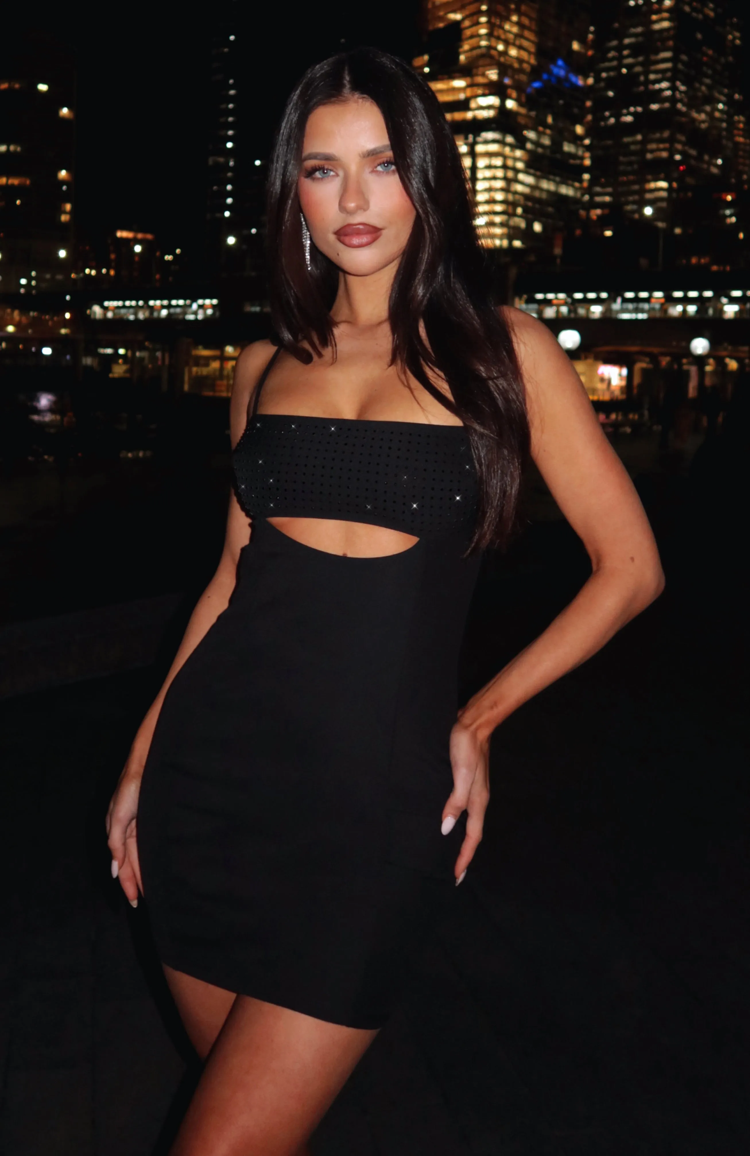 Casa Drama Embellished Mini Dress Black Classic knee-length dress Perfectly Fit Look