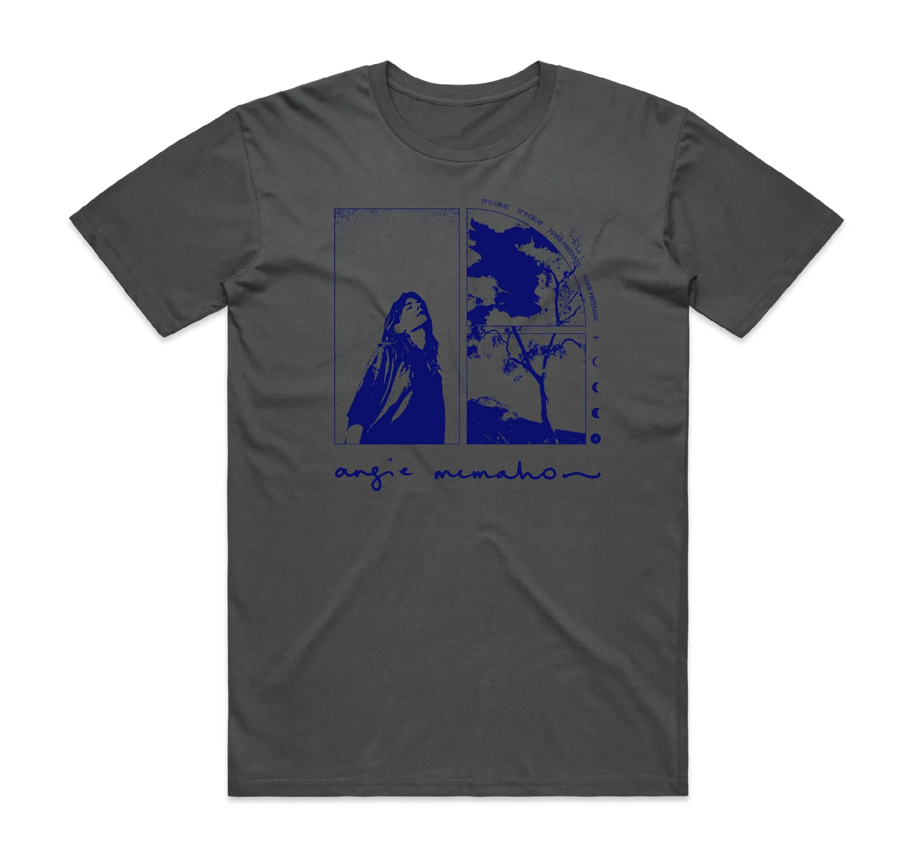 Chic and Soft Light Again Dark Blue Print T-Shirt