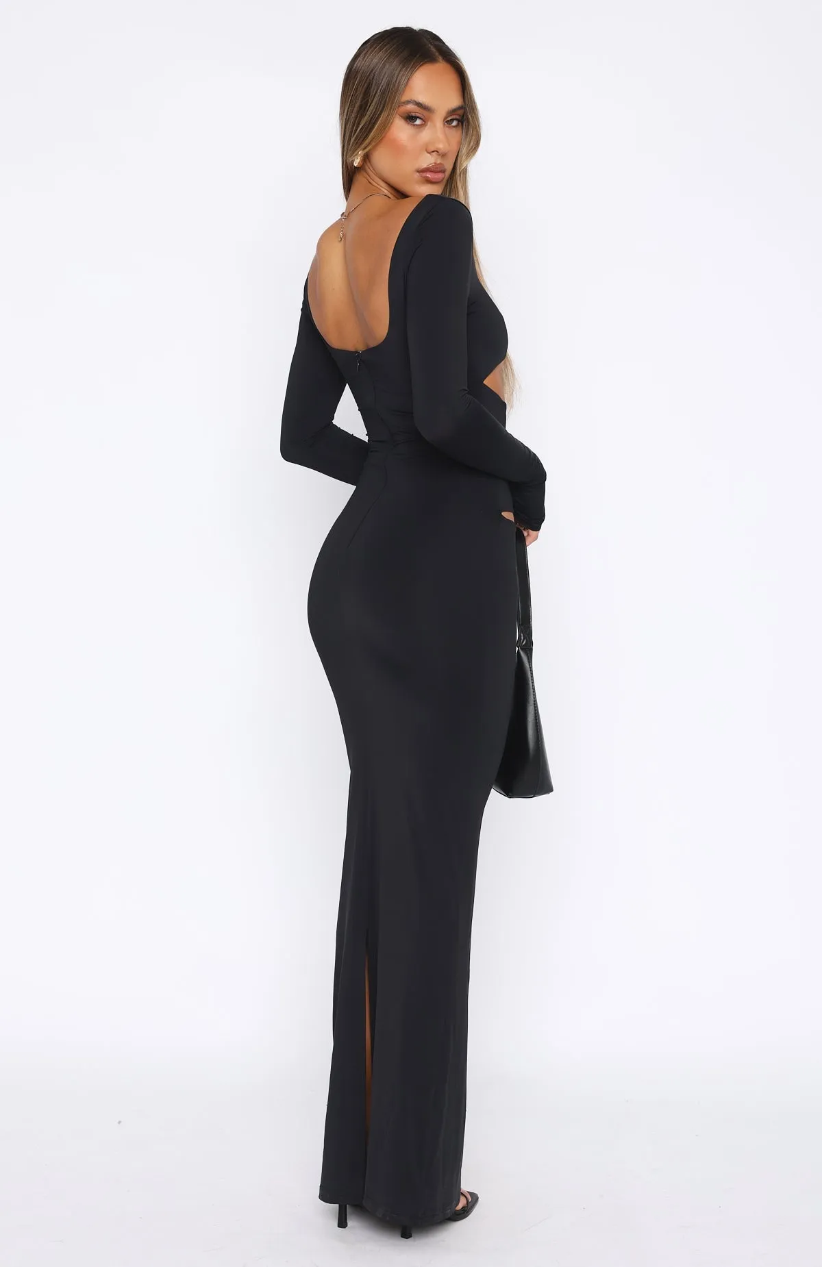 Catch Me Quick Long Sleeve Maxi Dress Black Lightweight Piece Smart And Comfortable