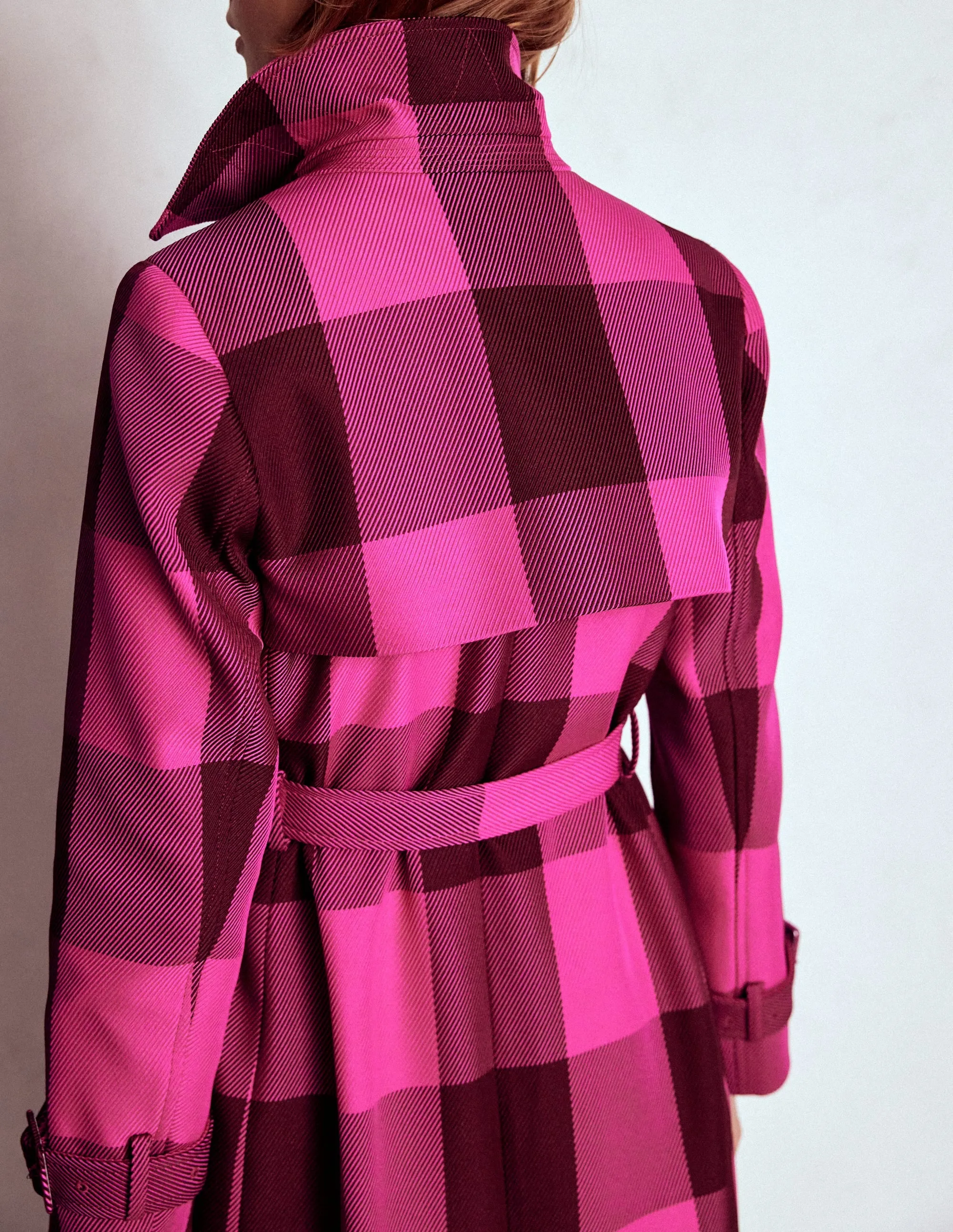 Cheltenham Trench Coat-Pink Peony, Chestnut Gingham Ultraviolet Protection Taped Seam Technology