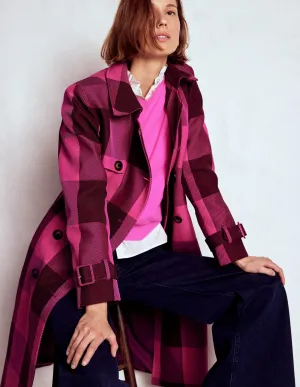 Cheltenham Trench Coat-Pink Peony, Chestnut Gingham WeatherproofCoating