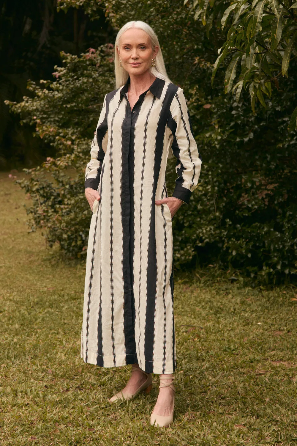 Gracie Long Sleeve Dress in Shibuya Fringe-Detail