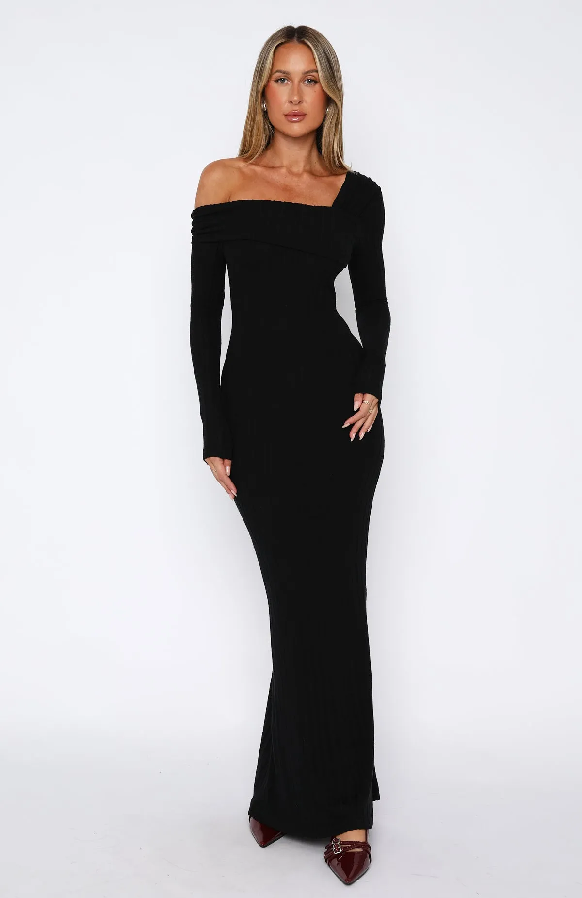 Girls Trip Long Sleeve Maxi Dress Black Night Vibes
