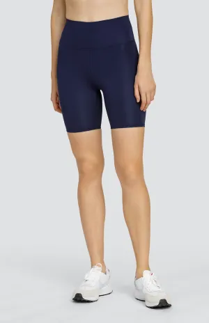 Moisture Wicking Lining Athletic Cut Exhale 7" Biker Short - Navy Blue - FINAL SALE