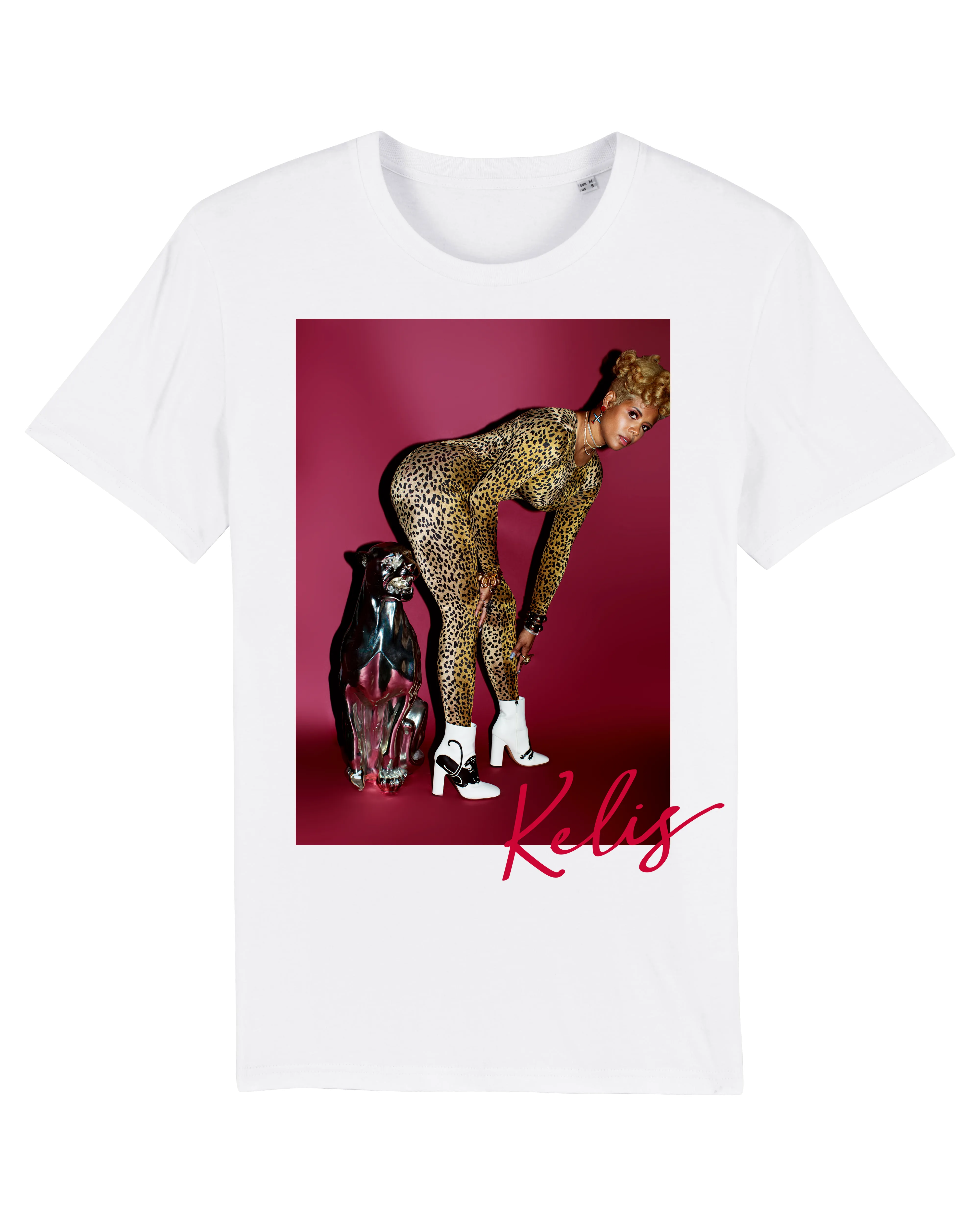 Ribbed Collar Design Leopard Unisex T-Shirt