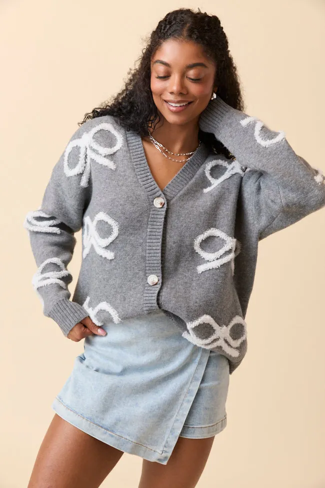 Christen White And Grey Bows Cardigan Layer Light