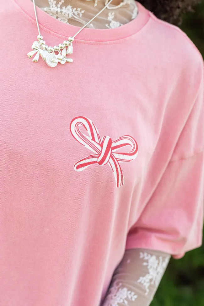 Christmas Loving Gal Pink Oversized Graphic Tee Ice Fit Sport Ease