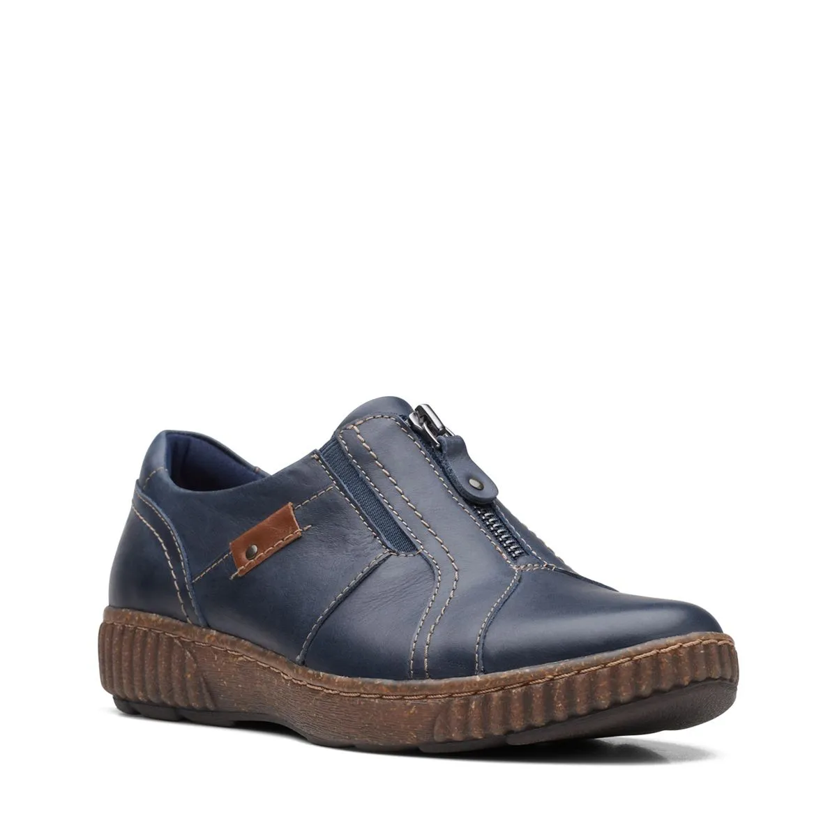 Clarks Magnolia Zip, 2 Colours, Black or Navy Pressure Relief