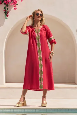 Relax Mode Chic Comfort Winnie Linen Tunic Dress in Watermelon