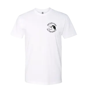 Ribbed Collar Design Reinforced Hems Classic Logo White T-Shirt
