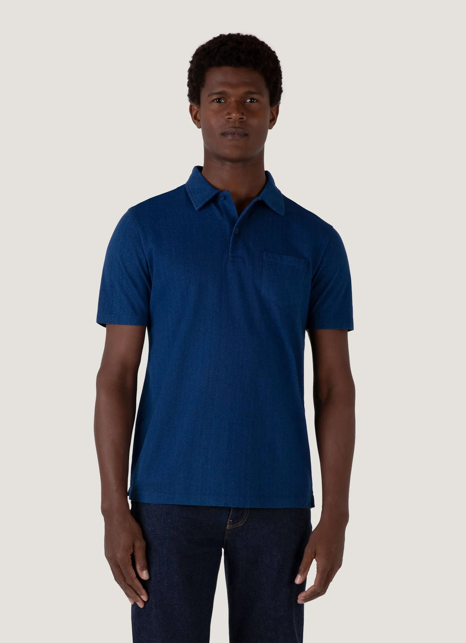 Men's Riviera Polo Shirt in Real Indigo Non Shrink Material