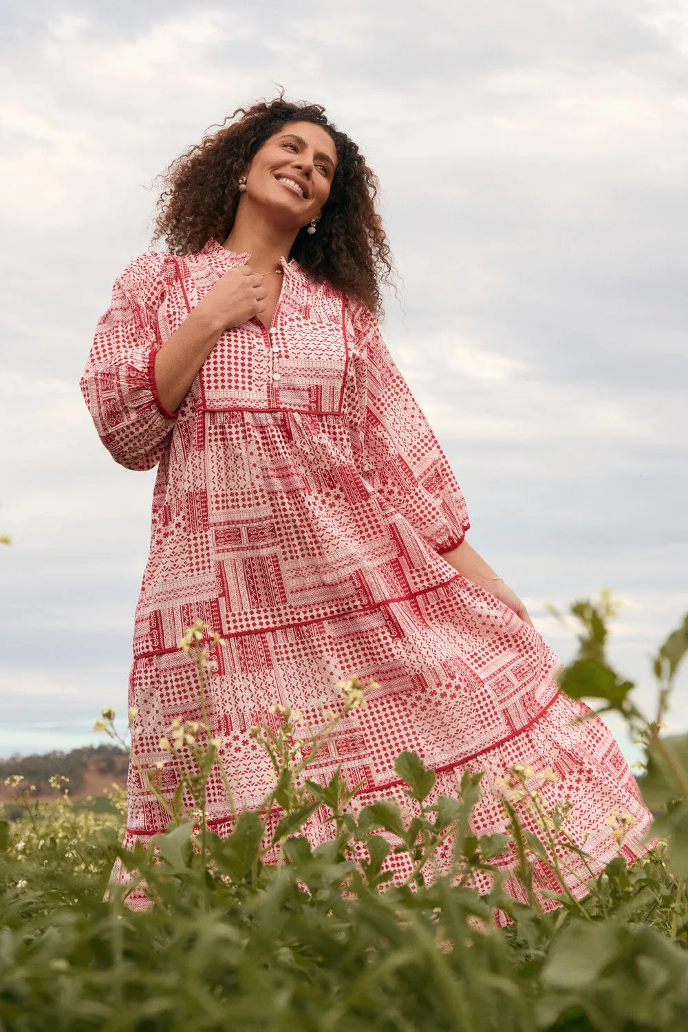 Mirabelle Frill Dress in Sienna Dreamy Silhouette Summer Air