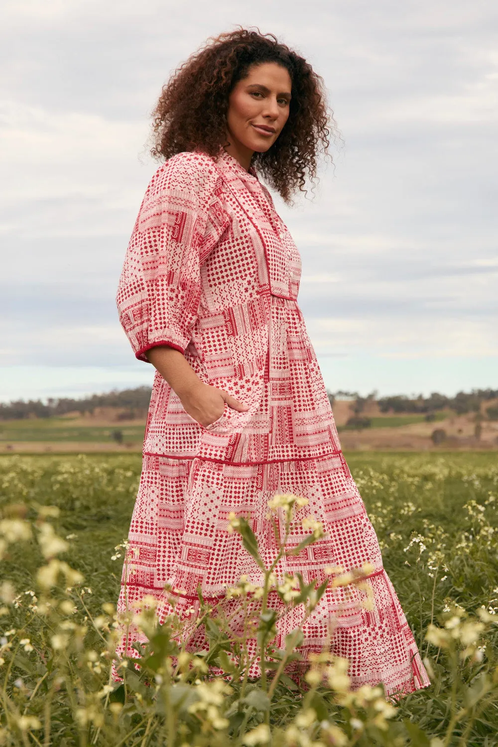 Flattering Waist Mirabelle Frill Dress in Sienna