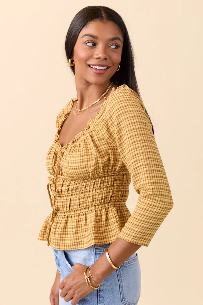 Rhett Yellow Plaid Bow Smocked Top OdorControl Treatment