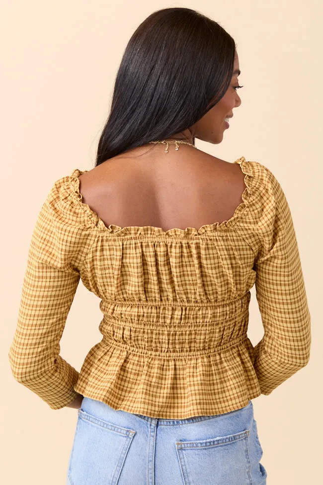 Star Mood Rhett Yellow Plaid Bow Smocked Top