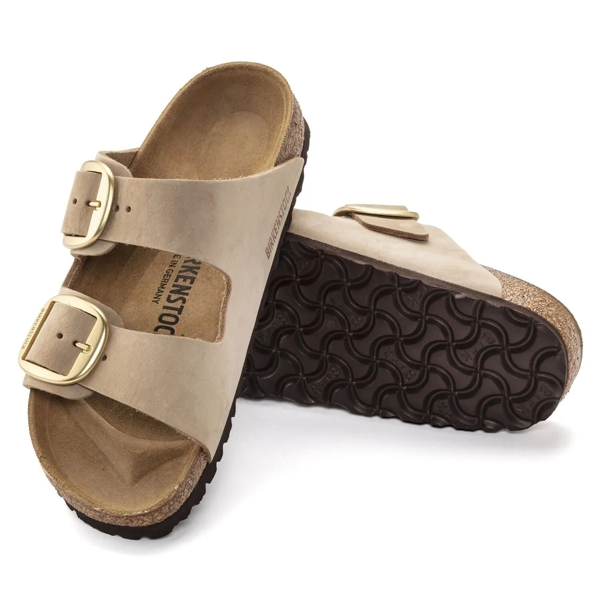 Birkenstock Women's Arizona Big Buckle Sandcastle Nubuck Mule Style