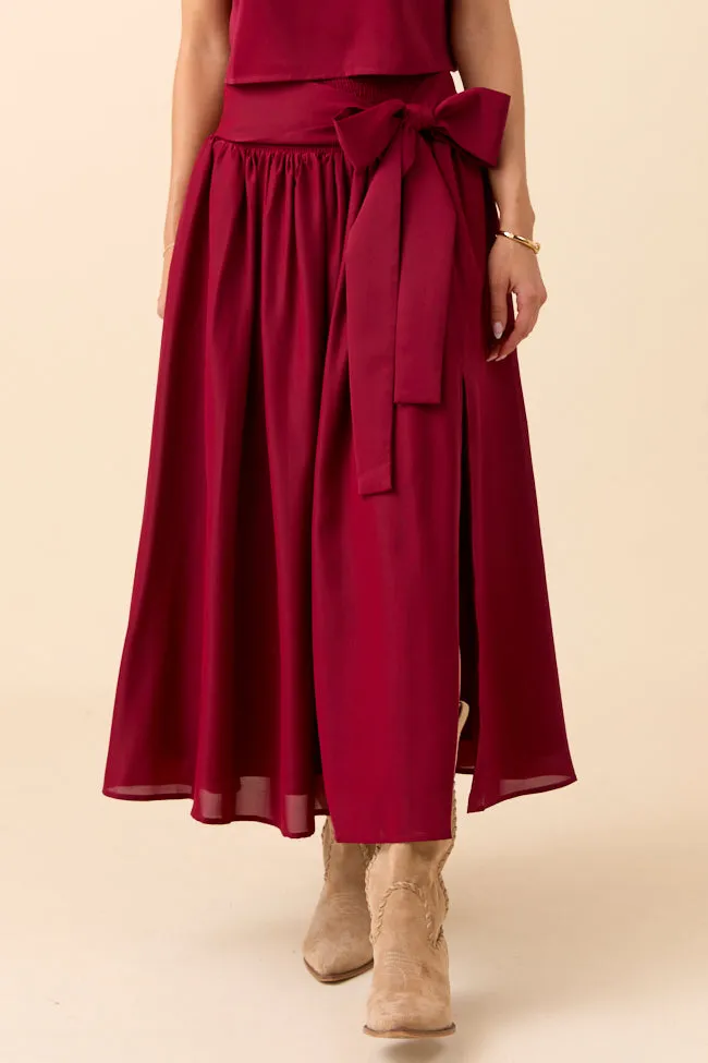 StretchFit Shimmer Core Cleo Wine Tie Front Skirt Set
