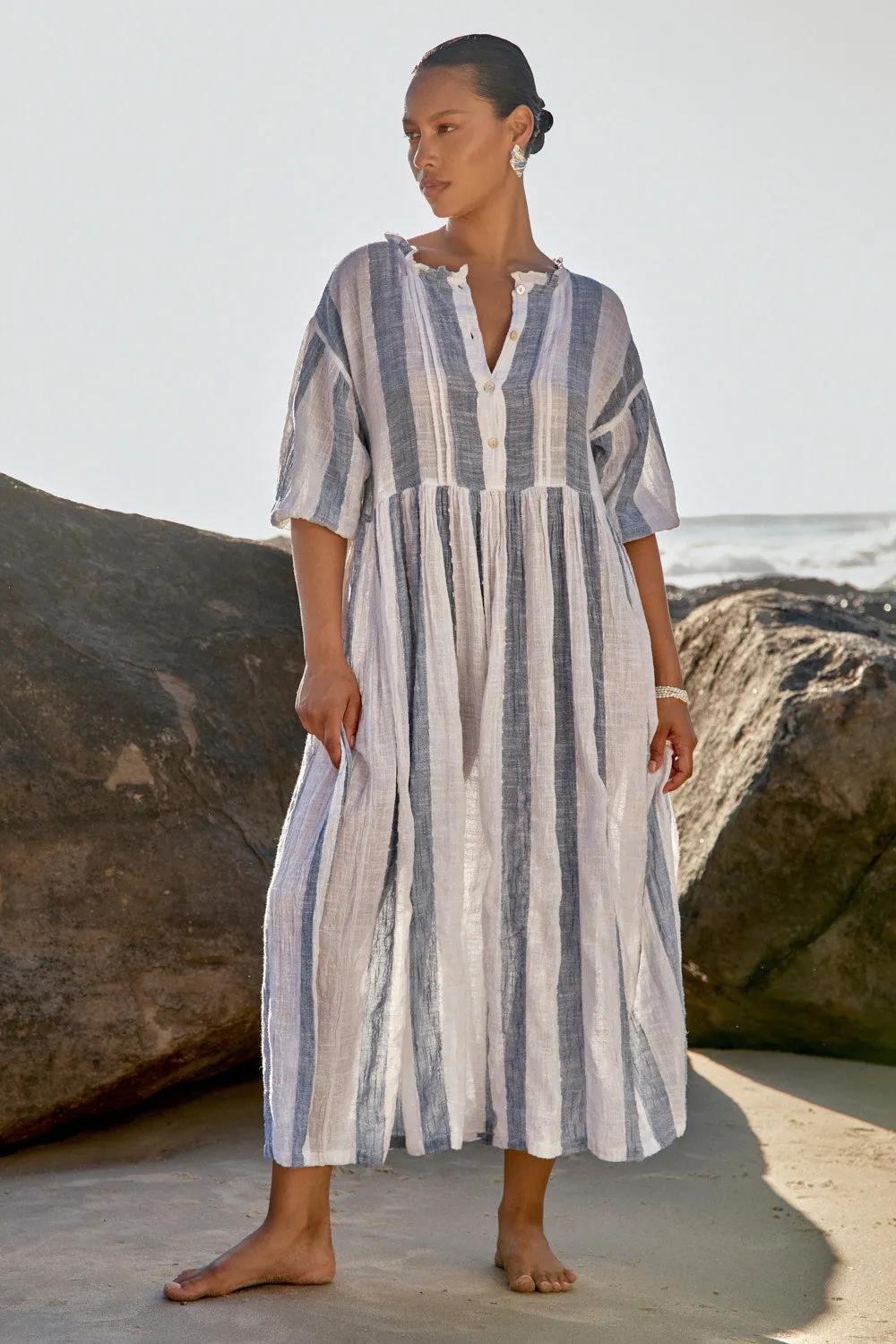 Fit Easy Coco Billow Dress in Blue Stripe